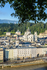 Obraz premium Salzburg general view from Kapuzinerberg viewpoint, Austria