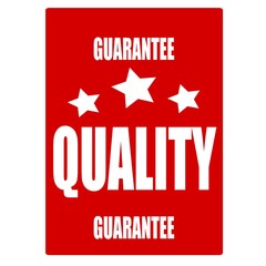 quality white stamp text on red background