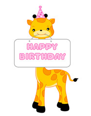 Happy birthday greeting with giraffe