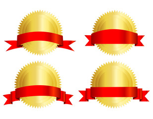 Gold seal and red ribbon banner
