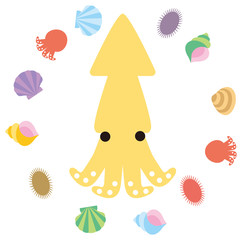 イカと貝のキャラクター