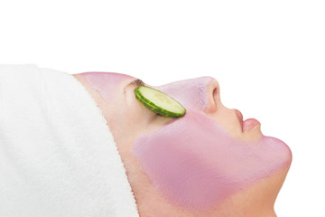 woman with a berry face-pack