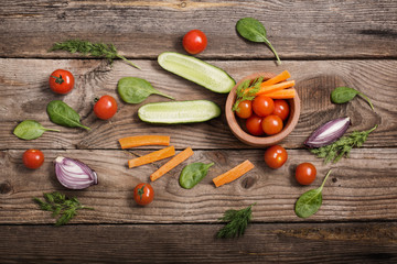 vegetable on wooden background