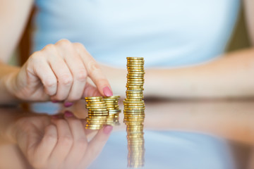 Lady Counting Coins - Australian Currency