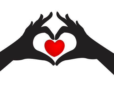 Silhouette hands and love heart