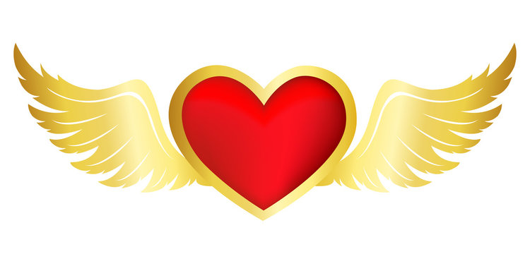 Flying heart with wings