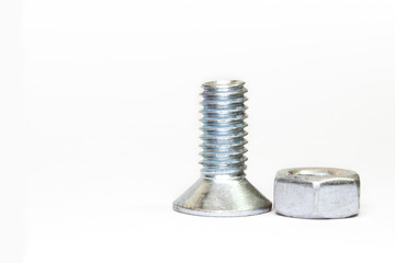 bolt and nut on white background, abstract