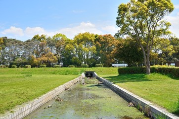 琵琶湖湖岸にある水路