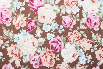 Foto op Plexiglas vintage stijl van tapijt bloemen stof patroon achtergrond © peekeedee
