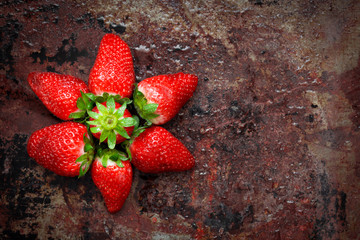 Strawberries with leaves
