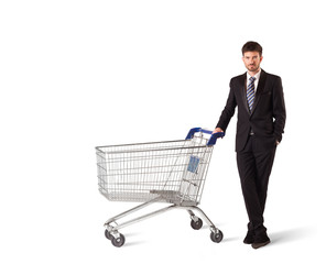 Businessman with shopping cart