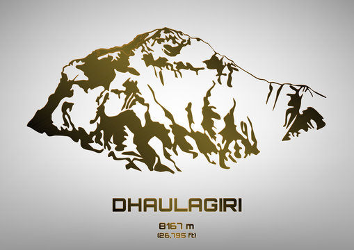 Outline vector illustration of bronze Dhaulagiri