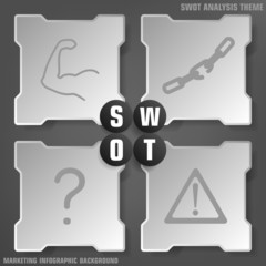 SWOT analysis background theme in black, grey levels