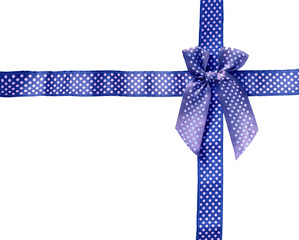 Shiny Ribbon blue (bow) gird box frame isolated on white backgro