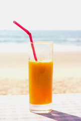 Glass with mango juice