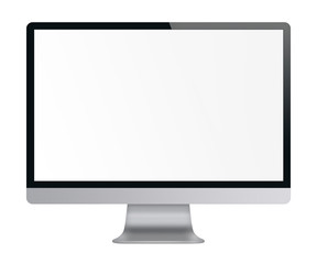 Computer display with white blank screen.