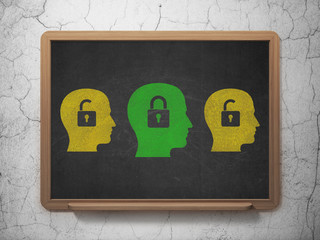 Business concept: head with padlock icon on School Board