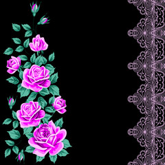 Vintage flower card with roses