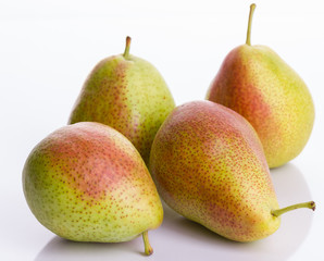 Pears on white background, closeup