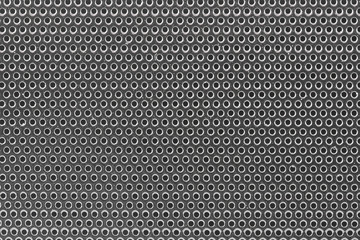 Close-up silver woofer sound isolated background.
