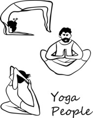 people do yoga set of  vector illustrations