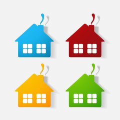 Paper clipped sticker: house