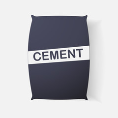 Paper clipped sticker: bag of cement
