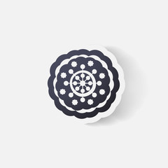 Realistic paper sticker: flowers. camomile