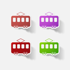 Paper clipped sticker: tram