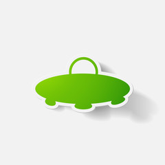 Paper clipped sticker: UFO