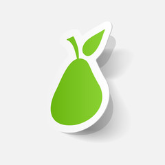 Paper clipped sticker: pear fruit