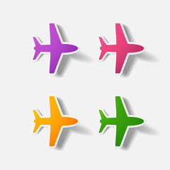 Paper clipped sticker: plane