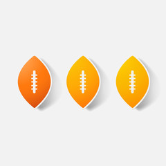 Paper clipped sticker: rugby ball