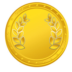 Laurel Wreath Gold Coin Vector