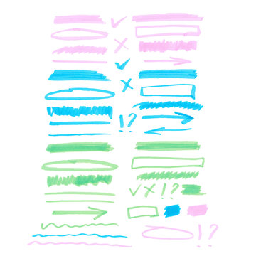 Set of colorful highlight elements