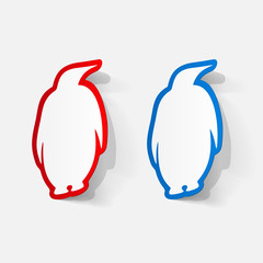 Paper clipped sticker: Penguin label