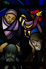 Obraz premium Betrayel of Jesus Christ: the cock (stained glass)