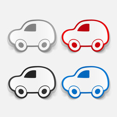 Paper clipped sticker: symbol car