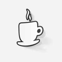 Paper clipped sticker: Coffee Cup Isolated