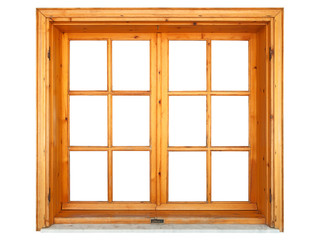 Wooden window niche isolated