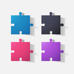 Fototapeta premium Paper clipped sticker: puzzle