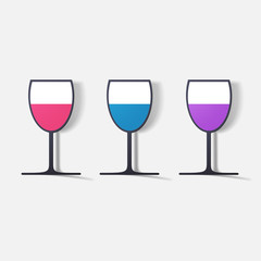 Paper clipped sticker: glass with liquid