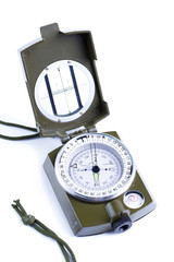 Military compass on a white background.