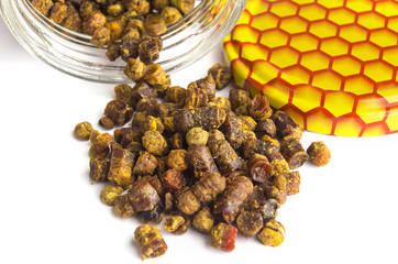 Natural beebread in a white background