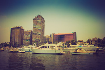 Cairo view from Nile river, Egypt.