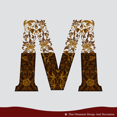 Vector of Letter M in the old vintage style.