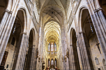 Interior of Saint Vitus Cathedral. Prague, Czech Republic