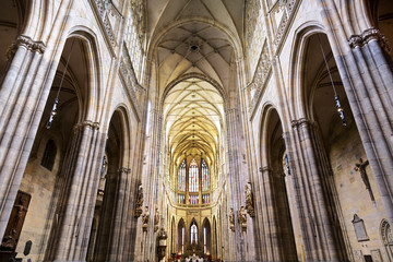 Fototapeta na wymiar Interior of Saint Vitus Cathedral. Prague, Czech Republic