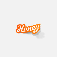 Realistic paper sticker: honey