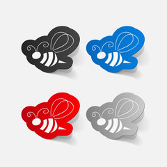 Realistic paper sticker: Bee